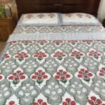 Fresh Florals- Orange and Grey Floral Reversible Dohar